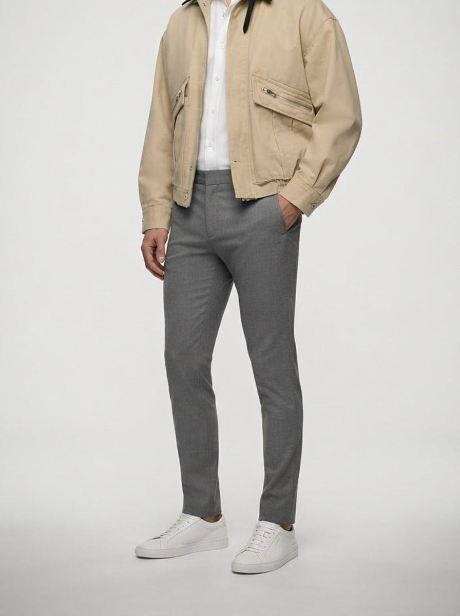 Men's Autumn Bomber Jacket with Chest Flap Pockets
