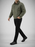 Men's Autumn Borg Collar Flight Jacket with Zip Sleeve Pocket