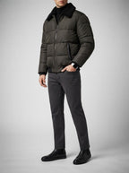 Men's Autumn Box Quilted Puffer Jacket with Fur Collar