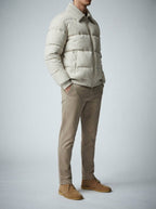 Men's Autumn Box Quilted Puffer Jacket with Fur Collar