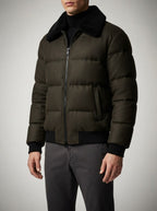 Men's Autumn Box Quilted Puffer Jacket with Fur Collar