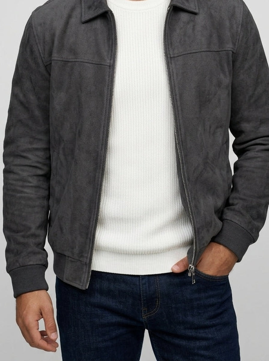 Men's Autumn Brushed Collared Full Zip Jacket