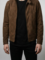 Men's Autumn Brushed Full Zip Jacket with Stand Collar