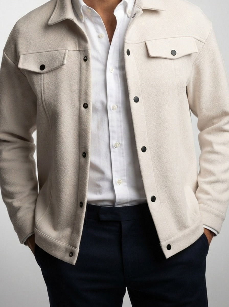 Men's Autumn Brushed Snap Front Overshirt