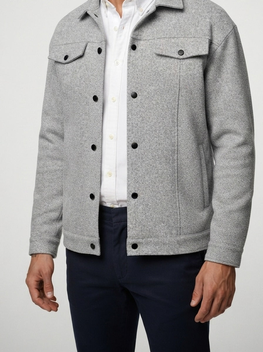 Men's Autumn Brushed Snap Front Overshirt