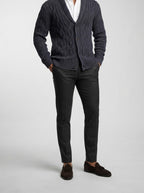 Men's Autumn Cable Knit Cardigan with Shawl Collar