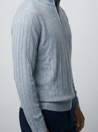 Men's Autumn Cable Knit Half Zip Jumper with Mock Collar