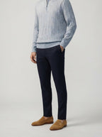Men's Autumn Cable Knit Half Zip Jumper with Mock Collar