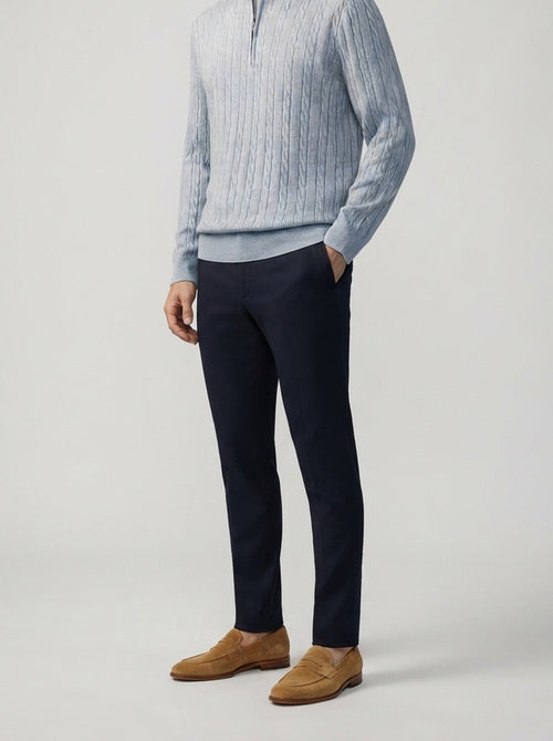 Men's Autumn Cable Knit Half Zip Jumper with Mock Collar