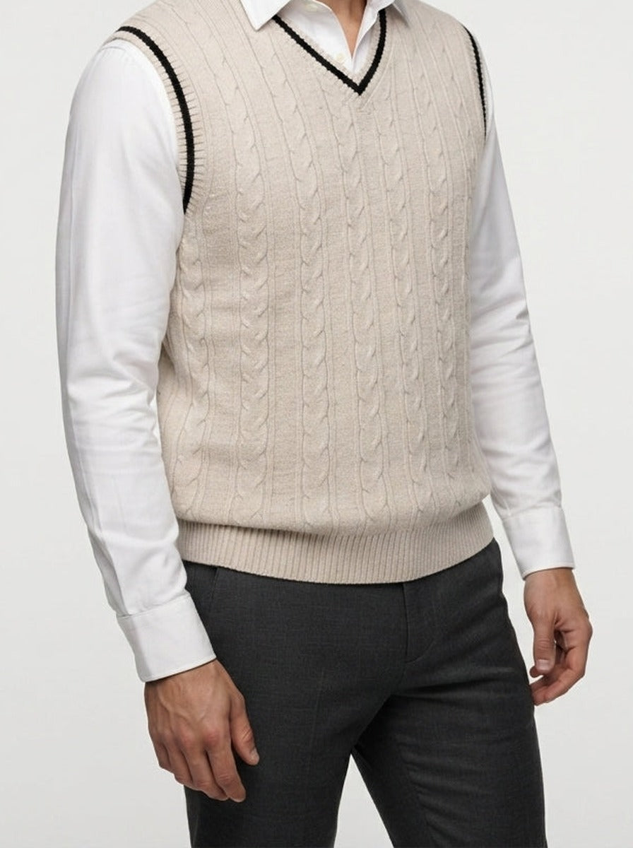 Men's Autumn Cable Knit Sleeveless Jumper Vest