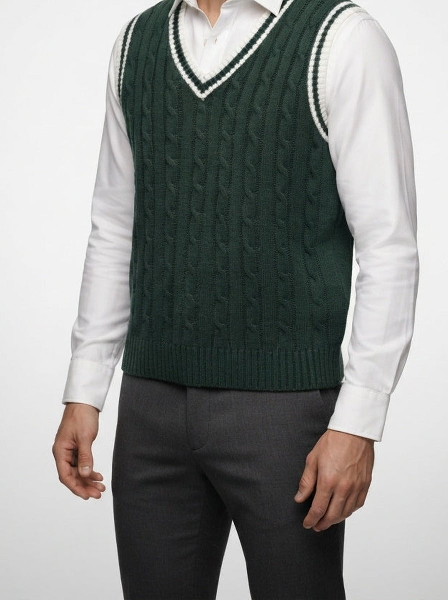 Men's Autumn Cable Knit Sleeveless Jumper Vest