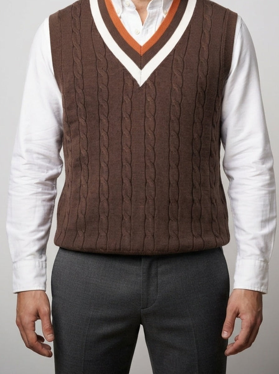 Men's Autumn Cable Knit Sleeveless Jumper Vest
