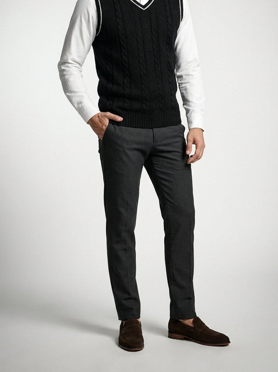 Men's Autumn Cable Knit Sleeveless Jumper Vest with V-Neck