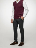 Men's Autumn Cable Knit Sleeveless Jumper Vest with V-Neck