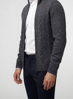 Men's Autumn Cable Knit Zip-Up Cardigan