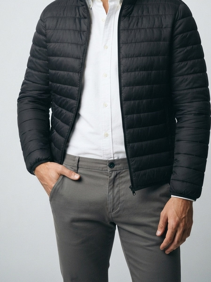 Men's Autumn Channel Quilted Zip-Up Puffer Jacket
