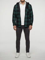 Men's Autumn Check Cotton Overshirt with Detachable Hood