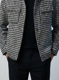 Men's Autumn Check Cropped Jacket with Spread Collar