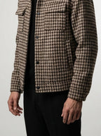Men's Autumn Check Cropped Jacket with Spread Collar