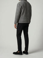 Men's Autumn Check Cropped Jacket with Spread Collar