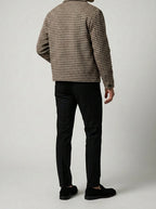 Men's Autumn Check Cropped Jacket with Spread Collar