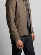 Men's Autumn Check Full Zip Jacket with Spread Collar