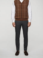 Men's Autumn Check Sleeveless Jumper Vest