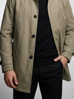 Men's Autumn Collared Button-Up Mid Length Trench Coat