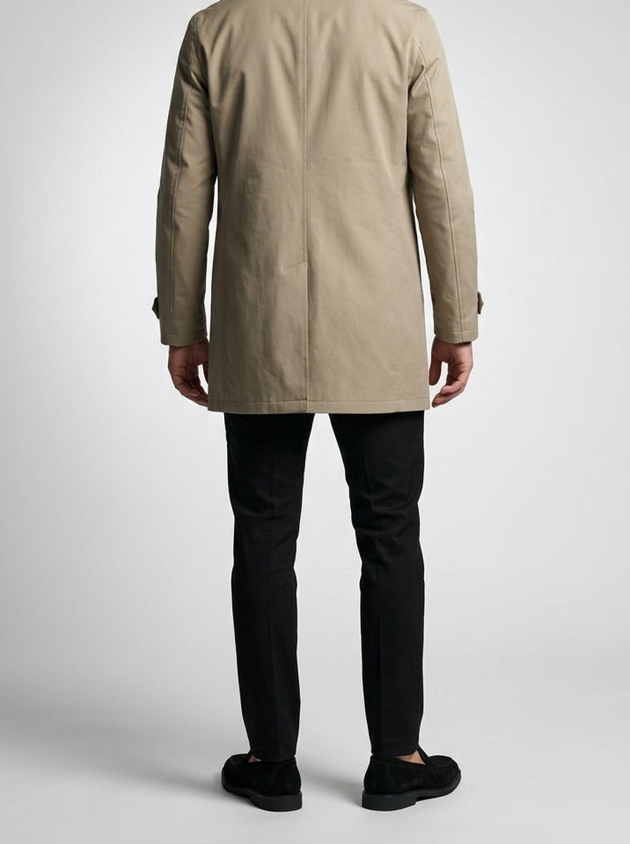 Men's Autumn Collared Button-Up Mid Length Trench Coat