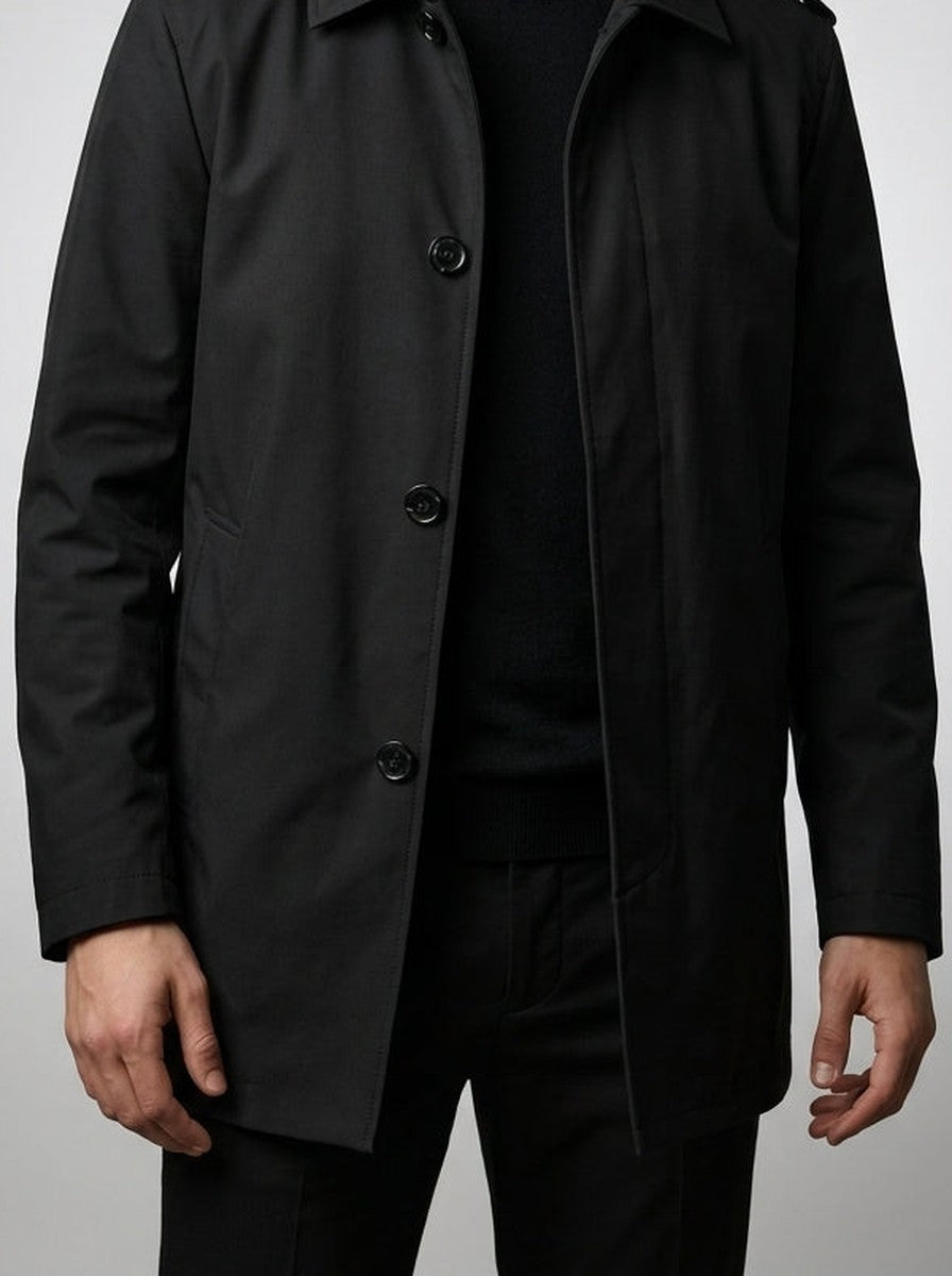 Men's Autumn Collared Button-Up Mid Length Trench Coat