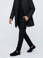 Men's Autumn Collared Button-Up Mid Length Trench Coat
