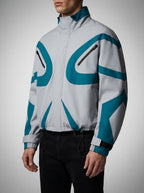 Men's Autumn Colour Block Hooded Windbreaker with Zip Chest Pockets