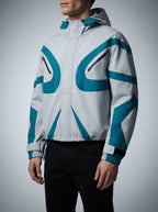Men's Autumn Colour Block Hooded Windbreaker with Zip Chest Pockets
