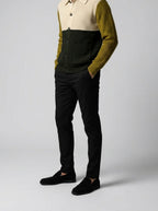 Men's Autumn Colour Block Knit Collared Cardigan