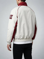 Men's Autumn Colour Block Racer Jacket with Embroidered Detail
