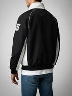 Men's Autumn Colour Block Racer Jacket with Embroidered Detail