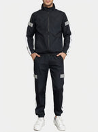 Men's Autumn Colour Block Two Piece Set with Full Zip Stand Collar