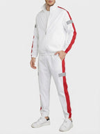 Men's Autumn Colour Block Two Piece Set with Full Zip Stand Collar