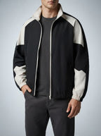 Men's Autumn Colour Block Zip Jacket with Ribbed Cuffs