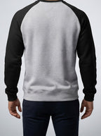 Men's Autumn Contrast Raglan Sweatshirt with Ribbed Crew Neck