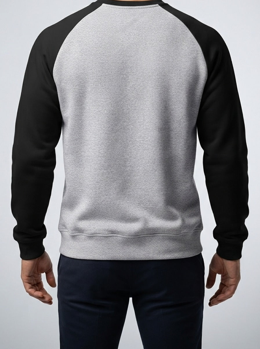 Men's Autumn Contrast Raglan Sweatshirt with Ribbed Crew Neck