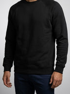 Men's Autumn Contrast Raglan Sweatshirt with Ribbed Crew Neck