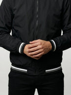 Men's Autumn Contrast Stripe Bomber Jacket