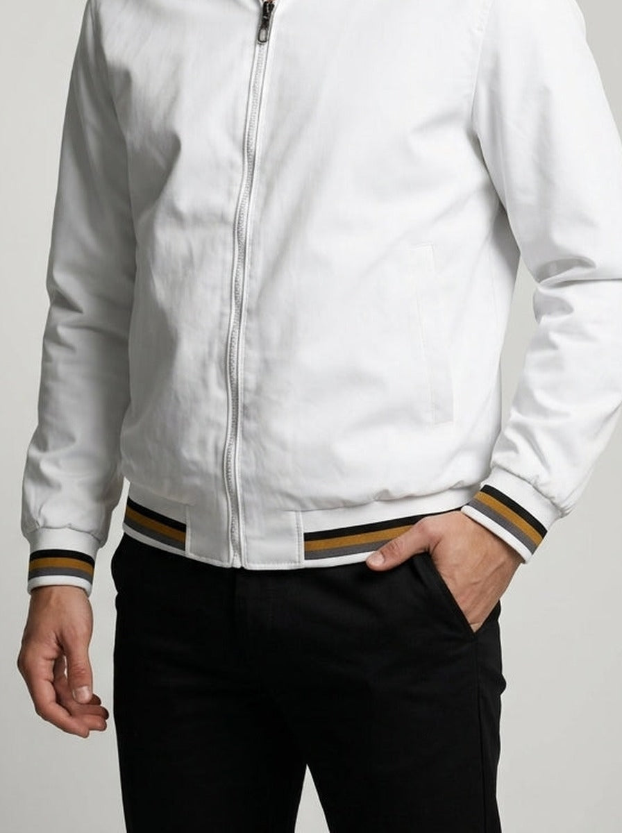 Men's Autumn Contrast Stripe Bomber Jacket