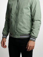 Men's Autumn Contrast Stripe Bomber Jacket