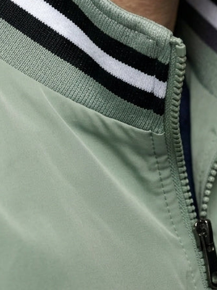 Men's Autumn Contrast Stripe Bomber Jacket