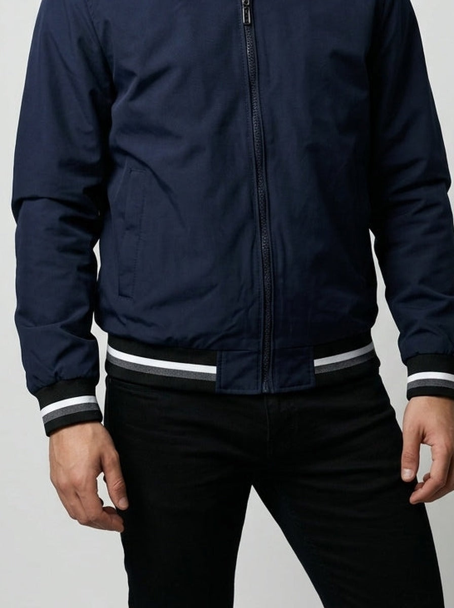 Men's Autumn Contrast Stripe Bomber Jacket