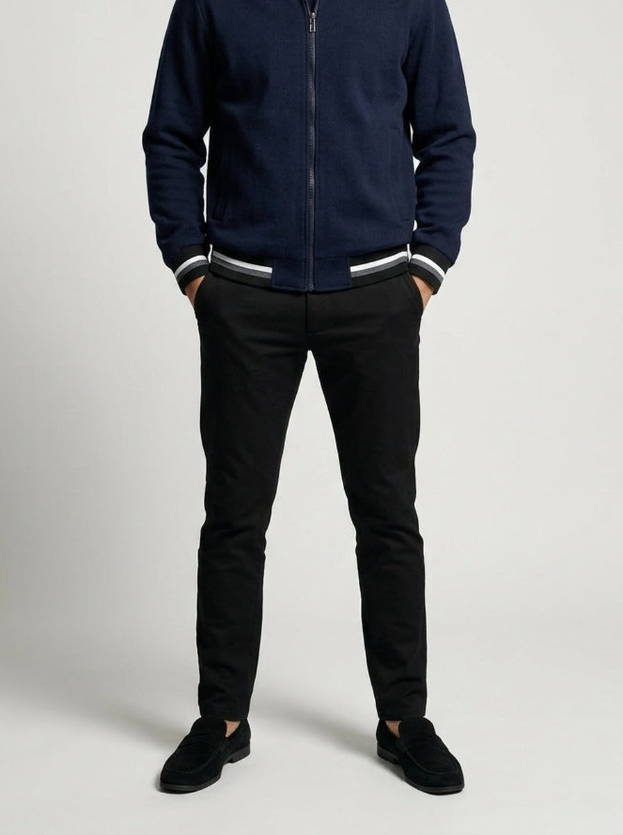 Men's Autumn Contrast Stripe Bomber Jacket