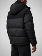 Men's Autumn Corduroy Contrast Puffer Jacket with Detachable Hood