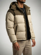 Men's Autumn Corduroy Contrast Puffer Jacket with Detachable Hood
